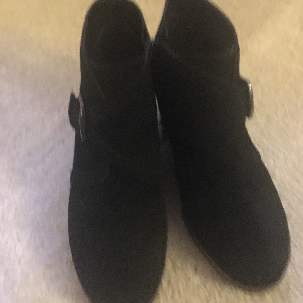 Franco Sarto Suede Black Wedge Boots Sz 9.5 Brand New No Box Retail $99